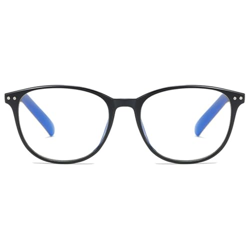 MAGIMODAC Blaulichtfilter Lesebrille Rund Herren Damen Anti-Blaulicht Lesebrillen Leichte Blaulichtblockierend Arbeitsplatzbrille Retro Anti-Müdigkeit Brillen Hellschwarz 0.0+ von MAGIMODAC