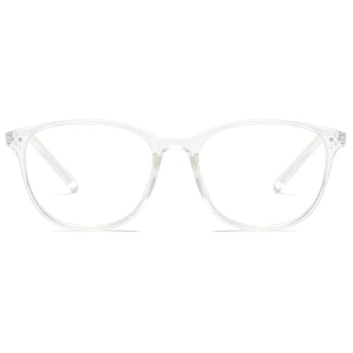 MAGIMODAC Blaulichtfilter Lesebrille Rund Herren Damen Anti-Blaulicht Lesebrillen Leichte Blaulichtblockierend Arbeitsplatzbrille Retro Anti-Müdigkeit Brillen Transparent 0.0+ von MAGIMODAC