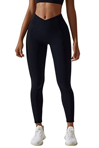 MAGIMODAC Booty Scrunch Gym Leggings mit Taschen Sporthose Damen Po Push Up Sport Leggings Yogahose Damen Blickdicht Laufhose Black XL von MAGIMODAC