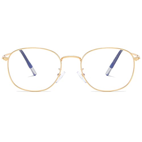 MAGIMODAC Damen Lesebrille Metall Blaulichtfilter Lesebrillen Oval Nerd Lesehilfe Sehhilfe Lesebrille Computerbrille mit Sehstärke 1.0+ 1.5+ 2.0+ 2.5+ 3.0+ 3.5+ 4.0(Golden 1.50) von MAGIMODAC