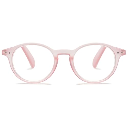 MAGIMODAC Damen Blaulichtfilter Lesebrillen Rund Anti Blaues Licht Flexible Lesebrille Retro Anti-Müdigkeit Computer-Lesebrille mit Federscharnier Rosa +2.50 von MAGIMODAC