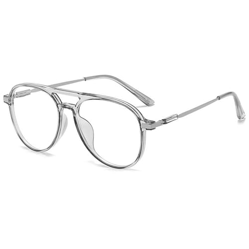 MAGIMODAC Damen Herren Lesebrille Groß Mode Computer Lesebrillen Oversized Blaulichtfilter Brille Sehhilfe Lesehilfe Grau 3.00 von MAGIMODAC