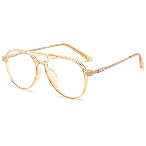 MAGIMODAC Damen Herren Lesebrille Groß Mode Computer Lesebrillen Oversized Blaulichtfilter Brille Sehhilfe Lesehilfe Orange 1.50 von MAGIMODAC
