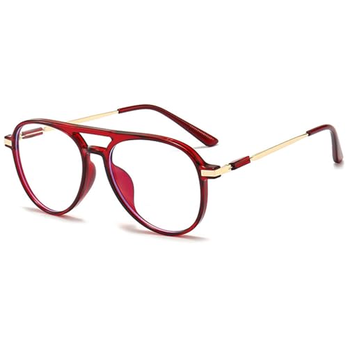 MAGIMODAC Damen Herren Lesebrille Groß Mode Computer Lesebrillen Oversized Blaulichtfilter Brille Sehhilfe Lesehilfe Weinrot 1.50 von MAGIMODAC