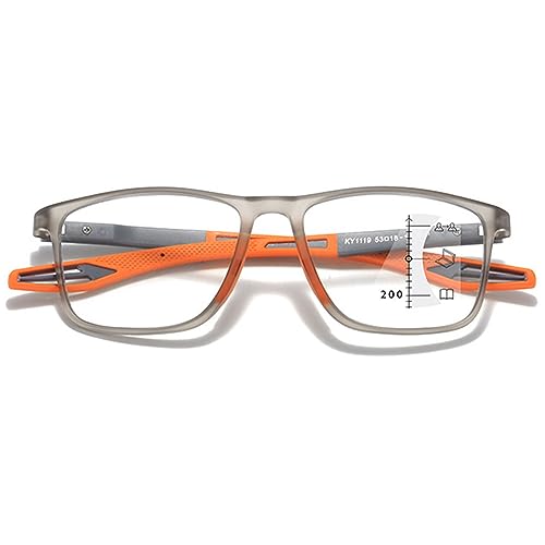 MAGIMODAC Damen Herren Lesebrillen Progressive Multifokale Lesebrille Blaulichtfilter Lesehilfe Sehhilfe Gleitsichtbrille Orange +2.00 von MAGIMODAC