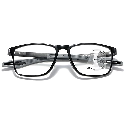 MAGIMODAC Damen Herren Lesebrillen Progressive Multifokale Lesebrille Blaulichtfilter Lesehilfe Sehhilfe Gleitsichtbrille Grau +2.00 von MAGIMODAC