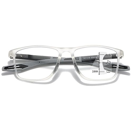 MAGIMODAC Damen Herren Lesebrillen Progressive Multifokale Lesebrille Blaulichtfilter Lesehilfe Sehhilfe Gleitsichtbrille Transparent Grau +2.50 von MAGIMODAC