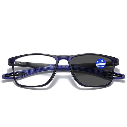 MAGIMODAC Damen Herren Selbsttönende Lesebrille mit Sonnenbrille UV400 Schutz Lesehilfe Sehhilfe Blaulichtfilter Anti Blaues Licht Computer Lesebrillen Blau +1.50 von MAGIMODAC