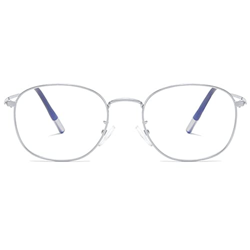 MAGIMODAC Damen Lesebrille Metall Blaulichtfilter Lesebrillen Oval Nerd Lesehilfe Sehhilfe Lesebrille Computerbrille mit Sehstärke 1.0+ 1.5+ 2.0+ 2.5+ 3.0+ 3.5+ 4.0(Silber 4.00) von MAGIMODAC
