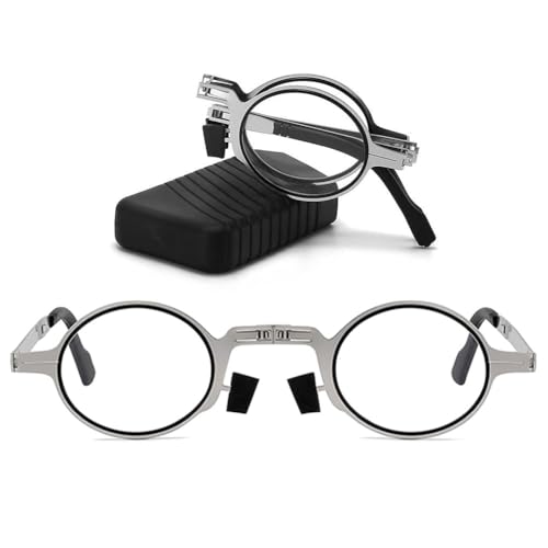 MAGIMODAC Faltbare Lesebrille Damen Herren Mini Lesebrillen Blaulichtfilter Lesehilfe Sehilfe mit Etui 1.5 Rund von MAGIMODAC