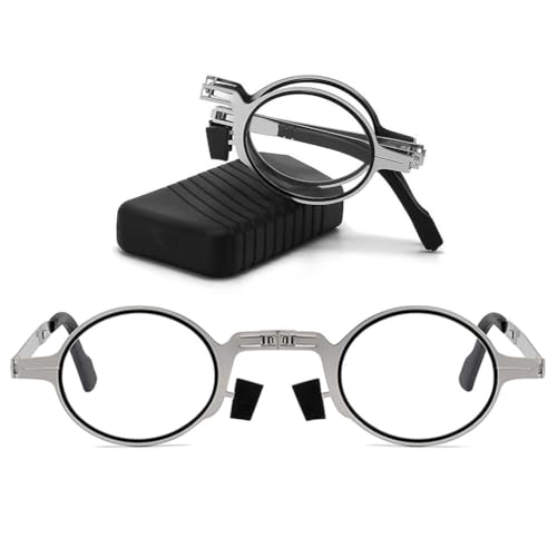 MAGIMODAC Faltbare Lesebrille Damen Herren Mini Lesebrillen Blaulichtfilter Lesehilfe Sehilfe mit Etui 2.0 Rund von MAGIMODAC