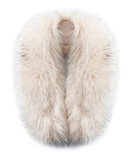 MAGIMODAC Fellkragen Pelzkragen Kunstfell Kunstpelz Fell Kragen Pelzschal Wie echt für Kapuze Kapuzenmantel Winter Parka Mantel Jacke (Apricot mit schwarzen spitzen, 90cm/35.43’’) von MAGIMODAC
