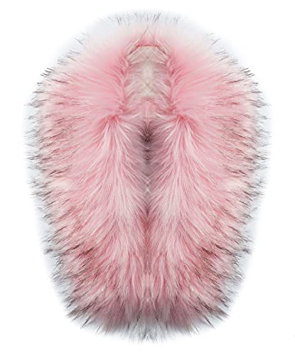MAGIMODAC Fellkragen Pelzkragen Kunstfell Kunstpelz Fell Kragen Pelzschal Wie echt für Kapuze Kapuzenmantel Winter Parka Mantel Jacke (Pink mit schwarzen spitzen, 80cm/31.50’’) von MAGIMODAC