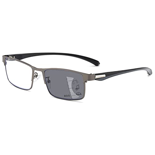 MAGIMODAC Herren Bifokale Lesebrille mit Sonnenbrille UV400 Schutz Lesehilfe Sehhilfe Blaulichtfilter Anti Blaues Licht Blockieren Computer Lesebrillen Grau + 2.00 von MAGIMODAC