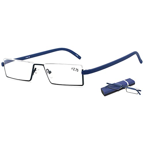 MAGIMODAC Blaulichfilter Lesebrille mit Ultraleichtem TR90 Rahmen Damen Herren Computer Lesehilfe Halbbrille Halbrand Halbrahmen Sehhilfe mit Brillenetui (Blau, 1.50) von MAGIMODAC