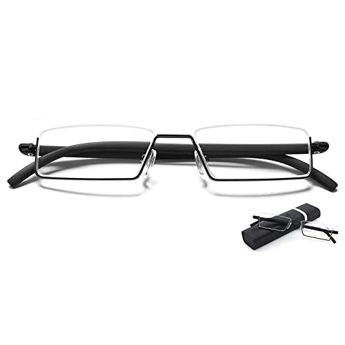 MAGIMODAC Blaulichfilter Lesebrille mit Ultraleichtem TR90 Rahmen Damen Herren Computer Lesehilfe Halbbrille Halbrand Halbrahmen Sehhilfe mit Brillenetui (Schwarz, 2.00) von MAGIMODAC