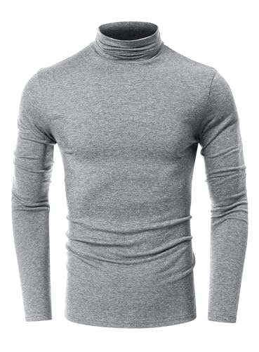MAGIMODAC Langarmshirt Rollkragen Herren Rollkragenshirt Slim Fit Langarm Stehkragen Unterziehshirt Dünn Rollkragenpullover Oberteile Hellgrau L von MAGIMODAC