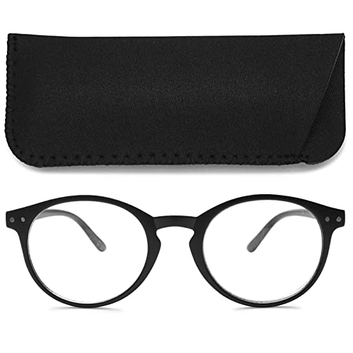 MAGIMODAC Damen Computer Lesebrille Blaulichfilter Leicht Rund Oval Lesebrillen Computerbrille mit Sehstärke Lesehilfe Sehhilfe(Hell schwarz, 1.00) von MAGIMODAC