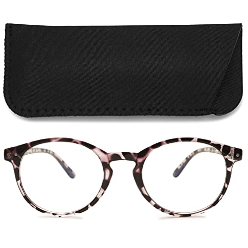 MAGIMODAC Damen Computer Lesebrille Blaulichfilter Leicht Rund Oval Lesebrillen Computerbrille mit Sehstärke Lesehilfe Sehhilfe(Leopard, 1.00) von MAGIMODAC