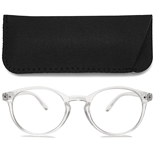 MAGIMODAC Damen Computer Lesebrille Blaulichfilter Leicht Rund Oval Lesebrillen Computerbrille mit Sehstärke Lesehilfe Sehhilfe(Transparent, 1.75) von MAGIMODAC