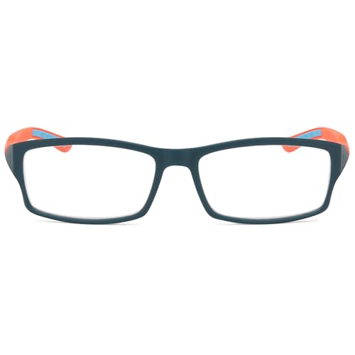 MAGIMODAC Mode Blaulichtfilter Lesebrillen Herren Damen Rechteckige Anti-Blaulicht Flexible Lesebrille Retro Anti Blaues Licht Computer-Lesebrille Anti-Müdigkeit Grün mit Orange +3.00 von MAGIMODAC