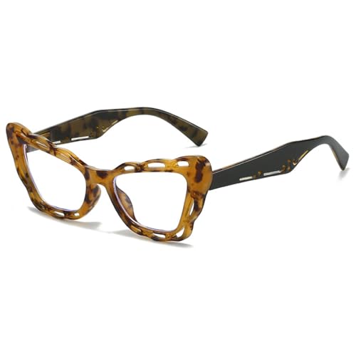 MAGIMODAC Mode Katzenaugen Lesebrillen Damen Flexible Cateye Lesebrille Retro Vollrand Cat Eye Brillen mit Federscharniere Braun +2.50 von MAGIMODAC