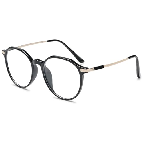 MAGIMODAC Mode Lesebrille Damen Herren Rund Oval Nerd Blaulichtfilter Computer Lesebrillen Metall Lesehilfe Sehhilfe Hell Schwarz 1.00 von MAGIMODAC