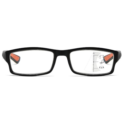 MAGIMODAC Mode Progressive Multifokale Lesebrille Herren Damen Gleitsichtlesebrille Rechteckige Blaulichtfilter Lesebrillen Retro Gleitsicht Multifocus Anti-Blaulicht Brillen Schwarz-Grün 1.50+ von MAGIMODAC