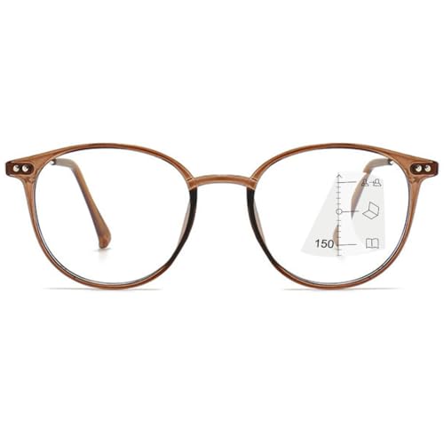 MAGIMODAC Multifokale Lesebrille Progressive Lesehilfe Sehhilfe Damen Herren Lesebrillen Gleitsichtbrille Blaulichtfilter Braun 2.0 von MAGIMODAC