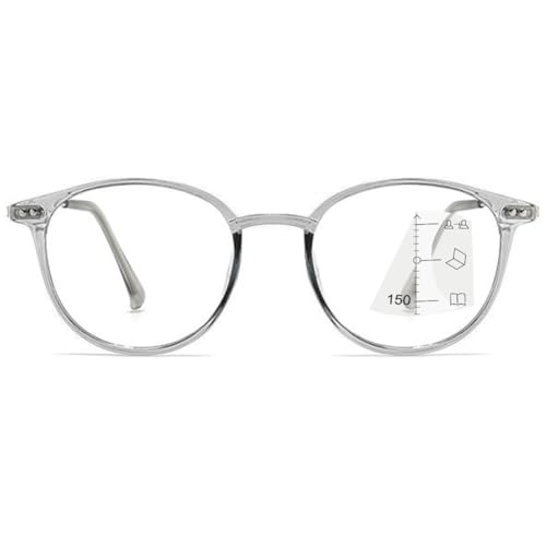 MAGIMODAC Multifokale Lesebrille Progressive Lesehilfe Sehhilfe Damen Herren Lesebrillen Gleitsichtbrille Blaulichtfilter Grau 1.0 von MAGIMODAC