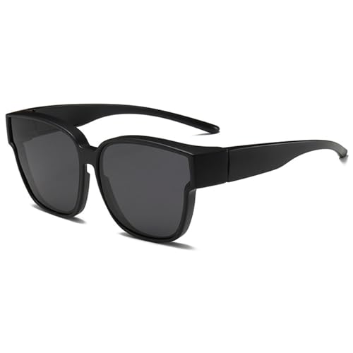 MAGIMODAC Polarisierte Überzieh Sonnenbrille Damen Herren Überbrille Sonnenbrillen für Brillenträger Überziehbrille mit UV Schutz Überziehsonnenbrille Polarisiert Mattschwarz von MAGIMODAC