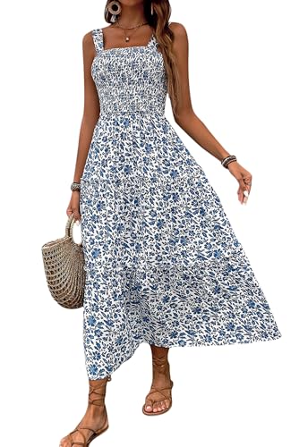 MAGIMODAC Sommerkleid Damen Ärmellos Spaghettiträger Maxikleid Hohe Taille Boho Kleid Lang Blumenkleid Elegant Kleider A-Linie Freizeitkleid Blau Weiß M MAGIMODAC Sommerkleid Damen Ärmellos Spaghettiträger Maxikleid Hohe Taille Boho Kleid Lang Blumenkleid Elegant Kleider A-Linie Freizeitkleid Blau Weiß M von MAGIMODAC