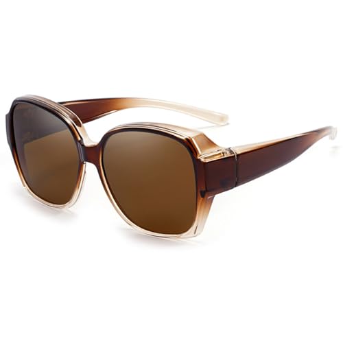 MAGIMODAC Überzieher Sonnenbrillen Polarisierte für Brillenträger Damen Herren Sonnenbrille Über Normale Brille Überziehbrillen für Autofahren mit UV Schutz Braun von MAGIMODAC