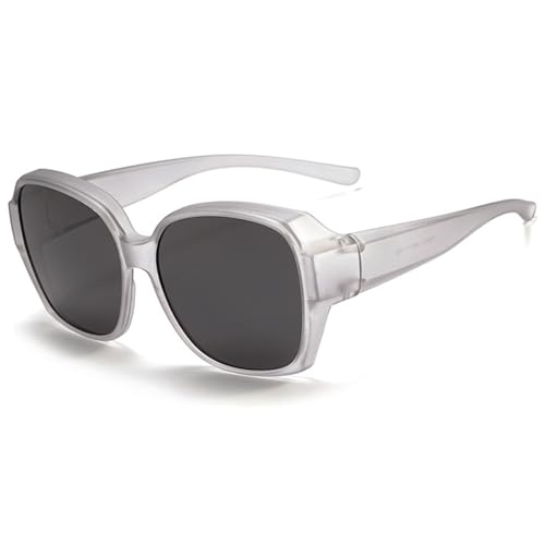 MAGIMODAC Überzieher Sonnenbrillen Polarisierte für Brillenträger Damen Herren Sonnenbrille Über Normale Brille Überziehbrillen für Autofahren mit UV Schutz Transparentes Grau von MAGIMODAC