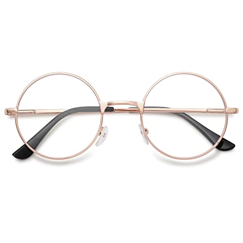MAGIMODAC Vintage Retro Lesebrille Metall Anti Blaulicht Blockierend Runde Leser Brille Brille für Damen Frauen Herren 1,0/1,5/2,0/2,5/3,0/3,5/4,0, gold, One size von MAGIMODAC