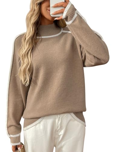 MAGIMODAC Winterpullover Damen Strickpullover mit Stehkragen Elegant Langarm Strickpulli Warm Outdoor Winterpulli Lässig Locker Gestrickte Oberteile Khaki L MAGIMODAC Winterpullover Damen Strickpullover mit Stehkragen Elegant Langarm Strickpulli Warm Outdoor Winterpulli Lässig Locker Gestrickte Oberteile Khaki L von MAGIMODAC