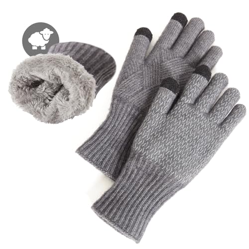 MAGISDU Handschuhe Damen Winter Warm Thermohandschuhe Fleecefutter Merino Wolle Touchscreen Doppelschicht Elastischer Griff Outdoor Handschuhe von MAGISDU