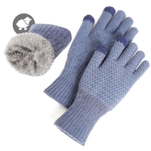 MAGISDU Handschuhe Damen Winter Warm Thermohandschuhe Fleecefutter Merino Wolle Touchscreen Doppelschicht Elastischer Griff Outdoor Handschuhe von MAGISDU