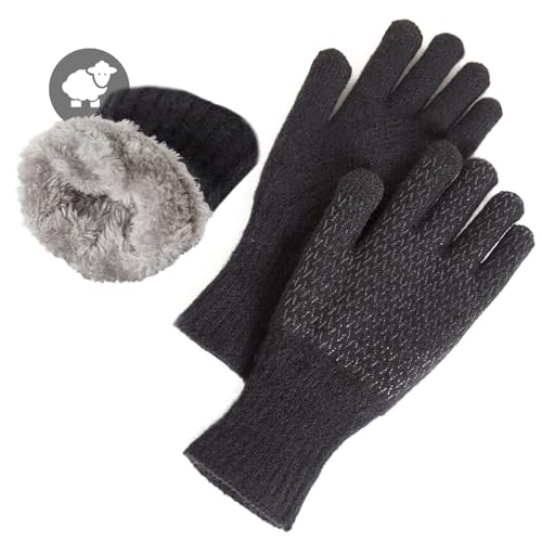 MAGISDU Handschuhe Damen Winter Warm Thermohandschuhe Fleecefutter Merino Wolle Touchscreen Doppelschicht Elastischer Outdoor Winterhandschuhe von MAGISDU