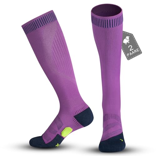 MAGISDU 2 Paar Merino Skisocken Herren Damen Thermosocken Kompressionsstrümpfe 18-25 mmHG Thrombosestrümpfe Kniestrümpfe für Ski Snowboard Flug Sporting von MAGISDU