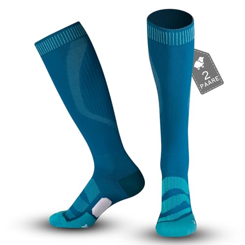 MAGISDU 2 Paar Merino Skisocken Herren Damen Thermosocken Kompressionsstrümpfe 18-25 mmHG Thrombosestrümpfe Kniestrümpfe für Ski Snowboard Flug Sporting von MAGISDU