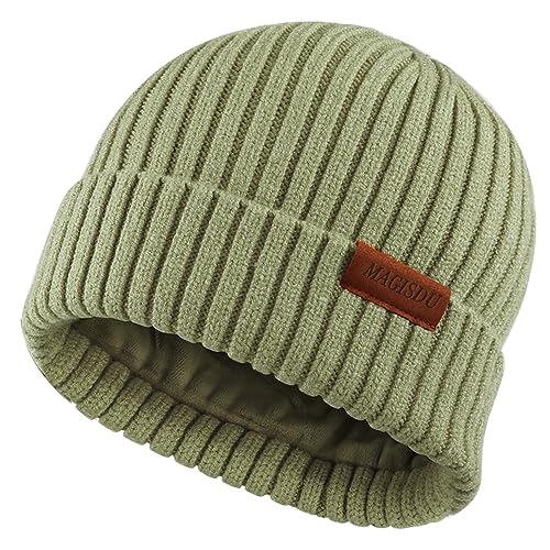 MAGISDU Wintermütze Jungen Mädchen Merino Mütze Kinder Baby Wollmütze Kleinkind Strickmütze Beanie Mit Fleece Lined Thermo Gefüttert Warm Wolle Winter Kint Hat von MAGISDU