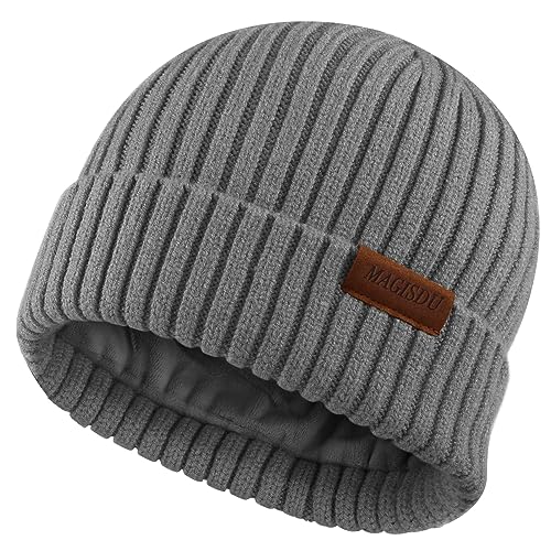 MAGISDU Wintermütze Jungen Mädchen Merino Mütze Kinder Baby Wollmütze Kleinkind Strickmütze Beanie Mit Fleece Lined Thermo Gefüttert Warm Wolle Winter Kint Hat von MAGISDU