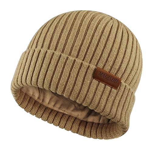 MAGISDU Wintermütze Jungen Mädchen Merino Mütze Kinder Baby Wollmütze Kleinkind Strickmütze Beanie Mit Fleece Lined Thermo Gefüttert Warm Wolle Winter Kint Hat von MAGISDU