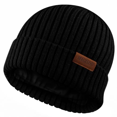 MAGISDU Wintermütze Jungen Mädchen Merino Mütze Kinder Baby Wollmütze Kleinkind Strickmütze Beanie Mit Fleece Lined Thermo Gefüttert Warm Wolle Winter Kint Hat von MAGISDU