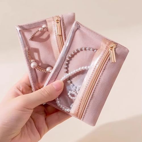 Magiware Reise-Schmuck-Organizer-Taschen, transparente Schmucktasche, Samt-Reißverschlusstaschen, Aufbewahrungstasche, Geldbörse, Organizer für Damen und Mädchen, Geschenk Magiware Reise-Schmuck-Organizer-Taschen, transparente Schmucktasche, Samt-Reißverschlusstaschen, Aufbewahrungstasche, Geldbörse, Organizer für Damen und Mädchen, Geschenk von MAGIWARE