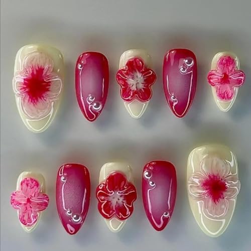 10 Stück handgemachte künstliche Nägel mit Mandelmuster für Damen, mittelgroß von MAGLFELL