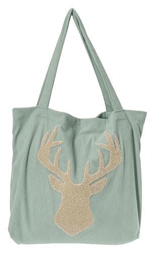 Cord Stofftasche Einkaufstasche Umhängetasche Pixie 3D-Optik getuftet Hund Hirsch Katze (Mint) von MAGMA