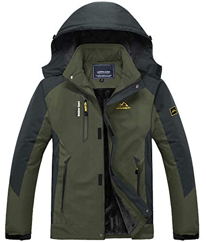 MAGNIVIT Herren Regenmantel Jacken Wasserdicht Angeln Winter Softshell Jacke Warm Atmungsaktiv Mulit Taschen Jacken Grün von MAGNIVIT