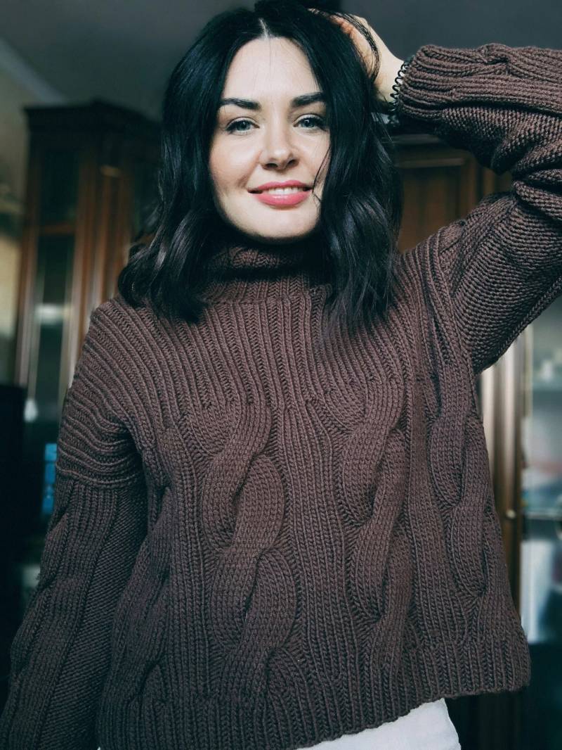 Zopfmuster Rollkragenpullover Merinowolle Oversized von MAGNOLIAKNITWEAR